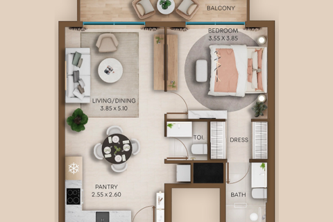 Apartament në Jumeirah Village Circle, Dubai, Emiratet e Bashkuara Arabe 1 dhomë, 39 m2. № 732833 - Foto 8