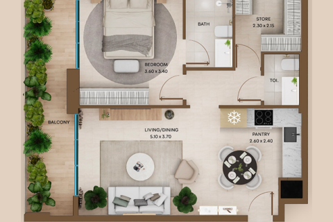 Apartament në Jumeirah Village Circle, Dubai, Emiratet e Bashkuara Arabe 1 dhomë, 39 m2. № 732833 - Foto 9