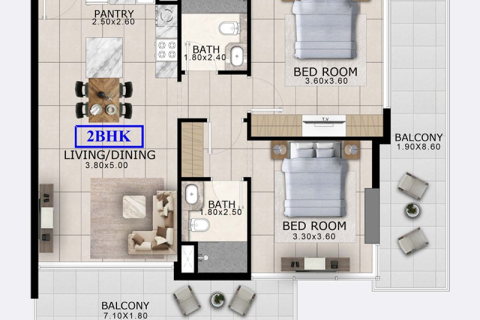 Wohnung zum Verkauf in Dubai Land, Dubai, VAE 1 Zimmer, 39 m2 Nr. 732448 - Foto 5