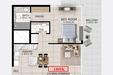 Wohnung zum Verkauf in Dubai Land, Dubai, VAE 1 Zimmer, 39 m2 Nr. 732448 - Foto 4