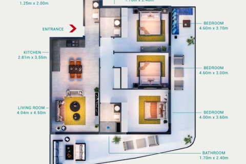 Apartmen di Dubai Land, UAE 1 bilik tidur, 60 meter persegi № 732452 - foto 6