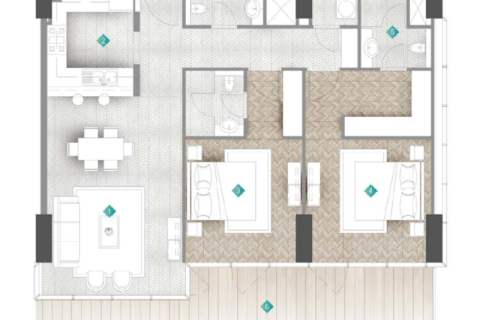 Apartemen di Al Marjan Island, Ras Al Khaimah, UEA 1 ruangan, 47 m2 nomor 690161 - foto 8