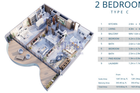 Dzīvoklis Al Marjan Island, Ras Al Khaimahjā, AAE 2 istabas, 183.5 m2 Nr. 709262 - attēls 3