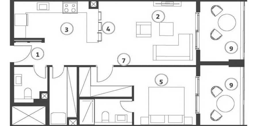 Apartmen di Whitestone Residences di Al Satwa, Dubai, UAE 1 bilik tidur, 77.15 meter persegi № 700321