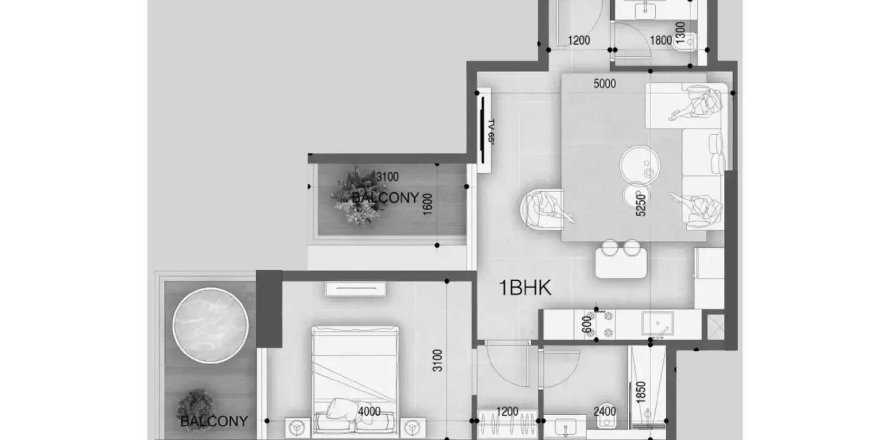 Apartman u Peace Avenue u Jebel Ali, Dubai, UAE 65.5 m2, 1 spavaća soba Br. 718322