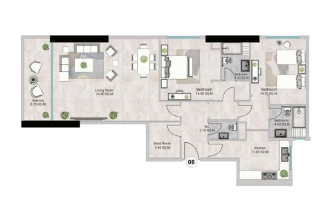 Dzīvoklis Ajmanjā, AAE 1 istaba, 84 m2 Nr. 690100 - attēls 6