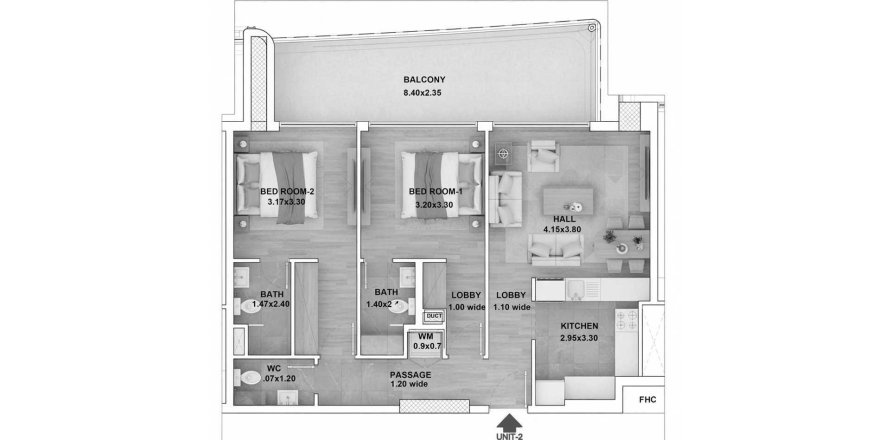 Apartament në RR Grand në Dubai South (Dubai World Central), Emiratet e Bashkuara Arabe 2 dhoma gjumi, 101 m2. № 699246