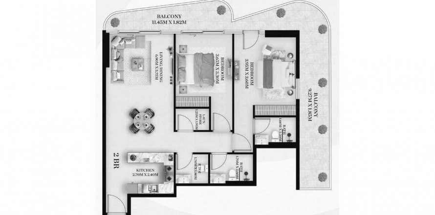 International City, Dubai, UAE의 아파트 침실 2개, 133.81제곱미터 번호 634328