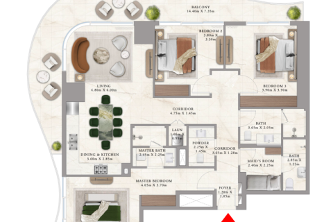 Apartment til salg i Dubai Harbour, Dubai, UAE 1 soveværelse, 77 kvm № 689770 - foto 6