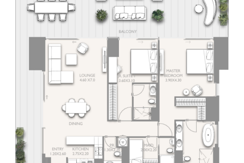 Apartman u Downtown Dubai (Downtown Burj Dubai), UAE 1 spavaća soba, 104 m2 Br. 689963 - fotografija 9