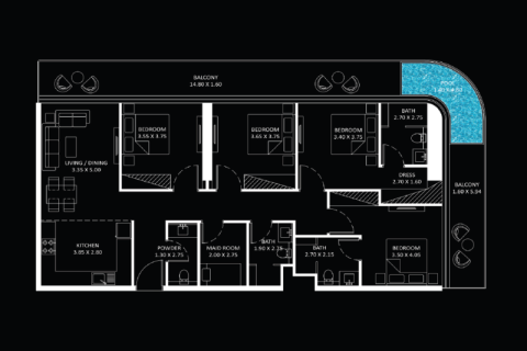 Apartment sa Business Bay, Dubai, UAE 1 silid, 35 sq.m. № 690093 - larawan 13