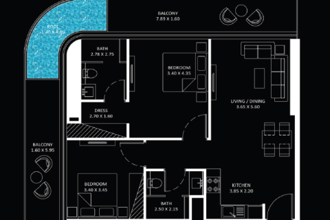 Apartment sa Business Bay, Dubai, UAE 1 silid, 35 sq.m. № 690093 - larawan 11