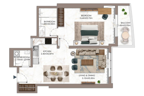 Lakás itt: Ajman, EAE, 1 hálószoba, 101 m², azonosító: 690125 - fénykép 3