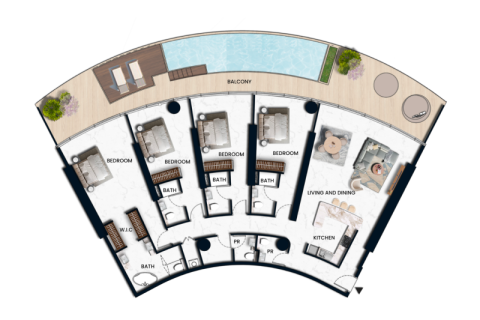 Apartmen di Al Marjan Island, Ras Al Khaimah, UAE 1 bilik tidur, 82 meter persegi № 690126 - foto 12