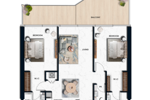Apartmen di Al Marjan Island, Ras Al Khaimah, UAE 1 bilik tidur, 82 meter persegi № 690126 - foto 10