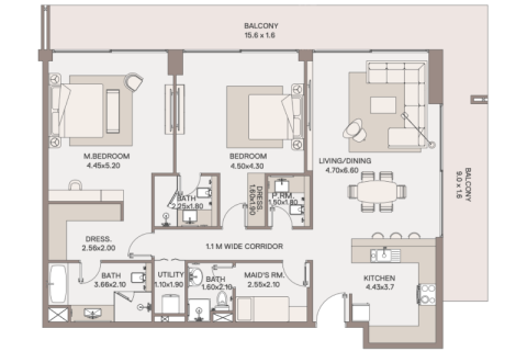 Apartment in Dubai, UAE 1 bedroom, 98 sq.m. № 690127 - photo 5