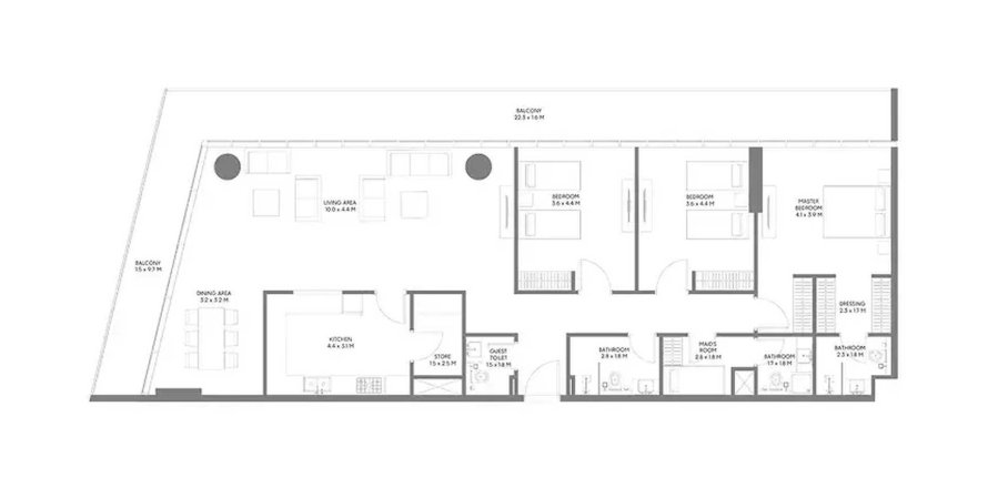 Floor plan «3BR», 3 bedrooms, in The Gate 5