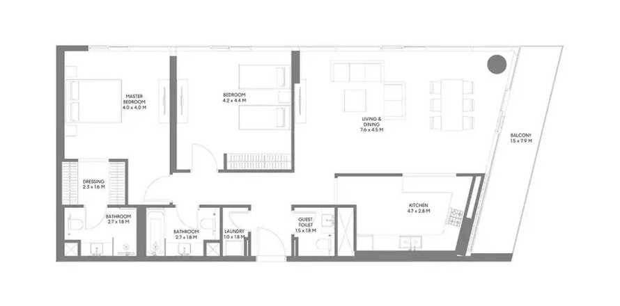 Floor plan «2BR», 2 bedrooms, in The Gate 5