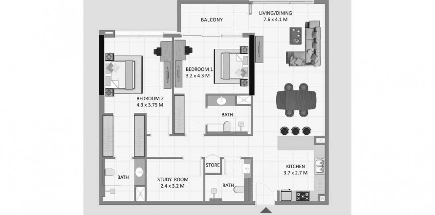 Apartmen di RIVIERA CHALET di Jumeirah Village Circle, Dubai, UAE 2 bilik tidur, 128.94 meter persegi № 387589