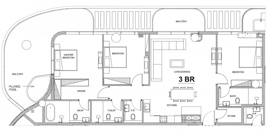 Huoneisto VILLA del BRUNELLO Dubai, Arabiemiraatit 3 makuuhuonetta, 186 m2 № 634487