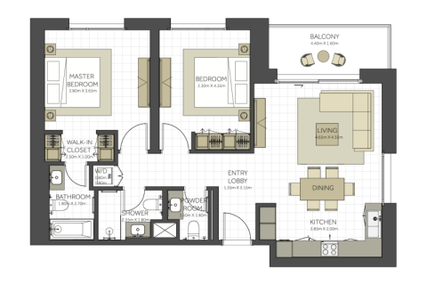 Lägenhet till försäljning i Maryam Island, Sharjah, UAE 1 sovrum, 69 kvm Nr. 690250 - fotografi 5