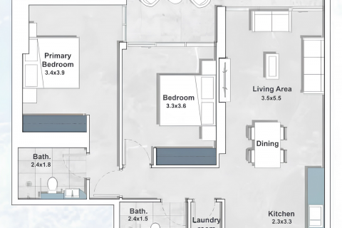 Byt v Al Jaddaf, Dubai, SAE 2 ložnice, 98 m² Č.: 640179 - fotografie 9
