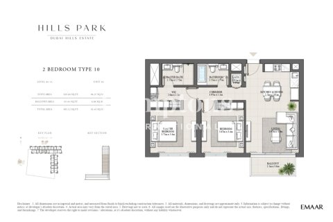 آپارتمان در Dubai Hills Estate، Dubai ، امارات متحده عربی 2 خوابه ، 91.974 متر مربع.  شماره 736002