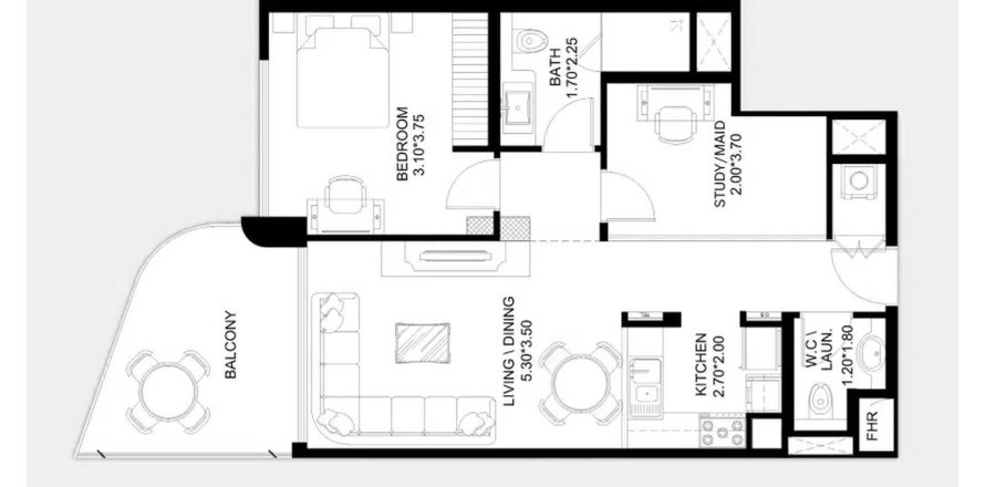 Appartement in Dubai South (Dubai World Central), Dubai, VAE 1 slaapkamer, 86.7 vr.m. nr 707298
