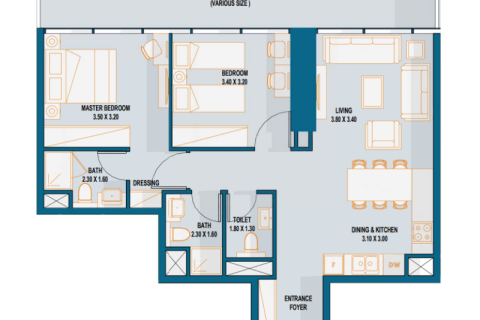 Huoneisto Al Maryah Island, Abu Dhabi, Arabiemiraatit 2 makuuhuonetta, 151 m2 № 690242 - kuva 5