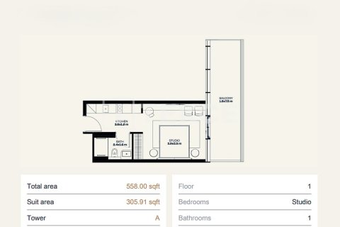 Lägenhet till försäljning i Dubai, UAE 1 sovrum, 80 kvm Nr. 700492 - fotografi 23