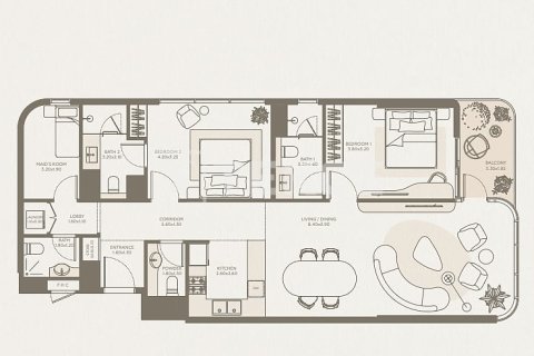 Apartament në Majan, Dubai, Emiratet e Bashkuara Arabe 2 dhoma gjumi, 101 m2. № 703248 - Foto 22