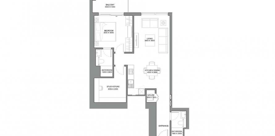 Floor plan «TYPE C», 1.5 bedrooms, in 340 RIVERSIDE CRESCENT