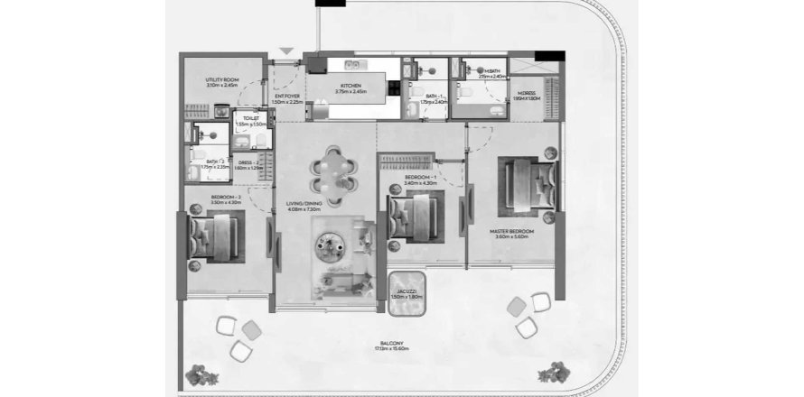Διαμέρισμα σε Hermina by Casagrand σε Dubai, ΗΑΕ 3 υπνοδωμάτια, 251.67 τ.μ. Αρ. 713513
