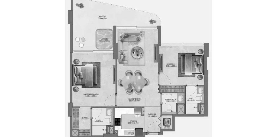 Apartmen di Hermina by Casagrand di Dubai, UAE 2 bilik tidur, 112.69 meter persegi № 713510