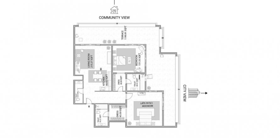 Floor plan «2BR», 2 bedrooms, in MESK