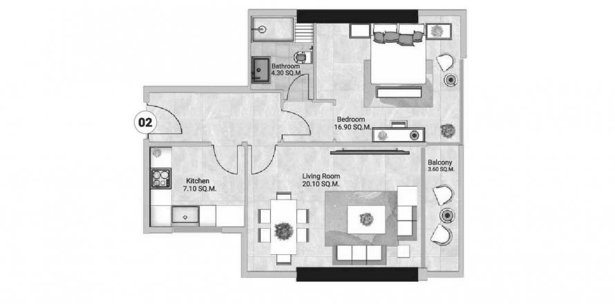 Apartament w Ajman, ZEA 1 sypialnia, 91.32 mkw. nr 544322