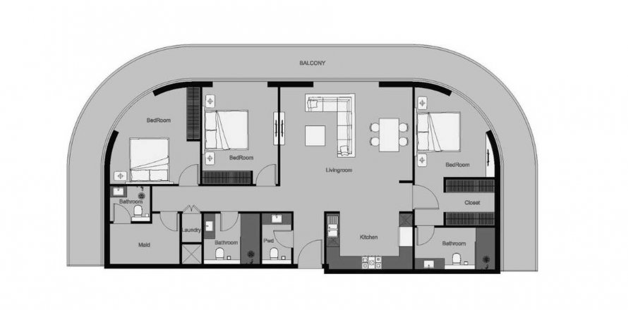 Квартира в THE CENTRAL DOWNTOWN в Arjan, Дубай, ОАЕ 4 кімнати, 204.8м2 № 370569