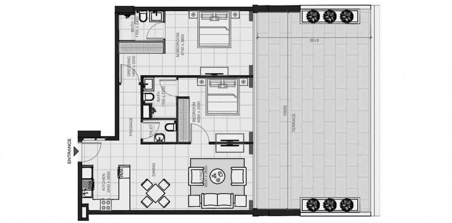 Floor plan «2BR», 2 bedrooms, in Evora Residences
