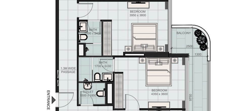 Floor plan «TYPE A», 3 bedrooms, in Evora Residences