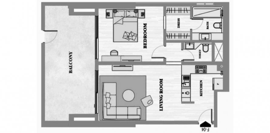 Floor plan «TYPE B», 1 bedroom, in Greygate Residences