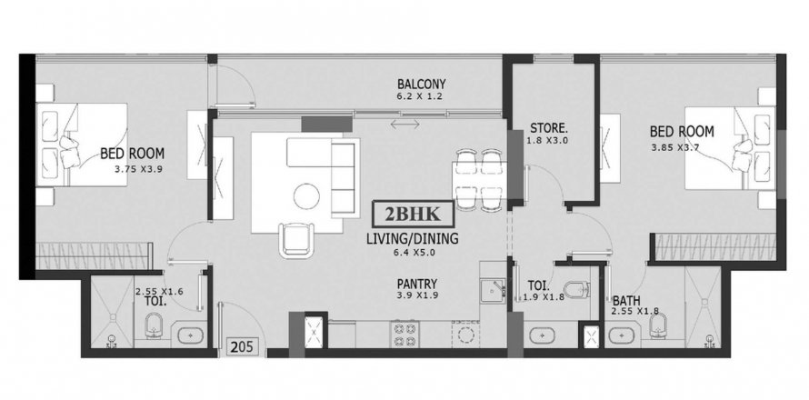 Huoneisto Estrella By Nexus Wadi Al Safa 3, Dubai, Arabiemiraatit 2 makuuhuonetta, 99.8 m2 № 576856