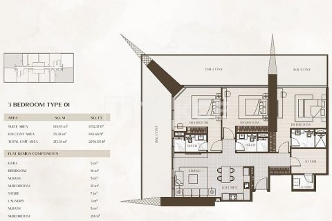 Apartmán v Business Bay, Dubai, SAE 1 spálňa, 72 m2 č. 457272 - Fotografia 12