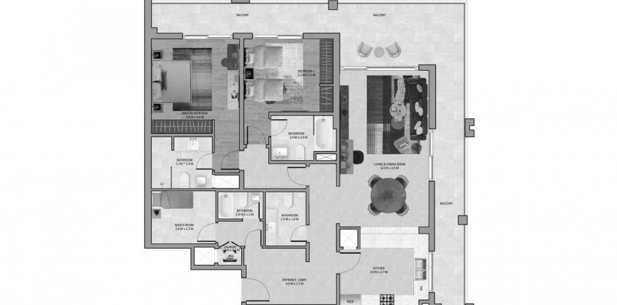 Lägenhet i Al Barsha, Dubai, UAE 2 sovrum, 180.32 kvm Nr. 575585