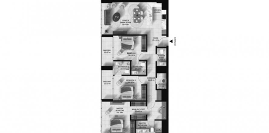 Huoneisto Cascada Dubai, Arabiemiraatit 3 makuuhuonetta, 107.02 m2 № 612833