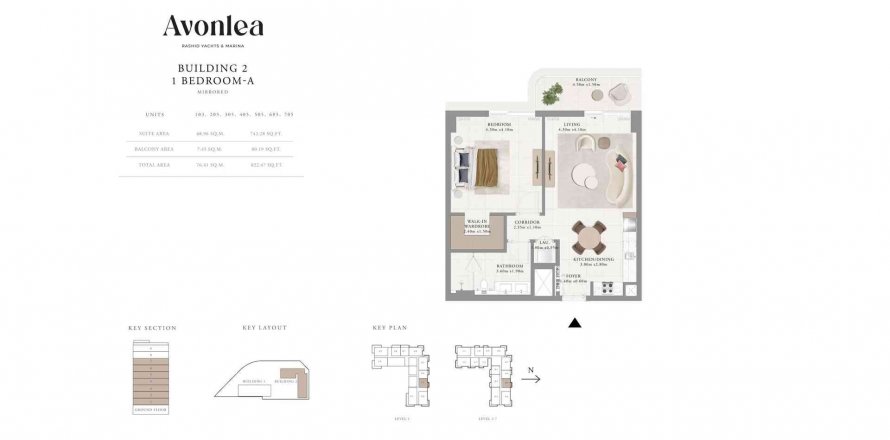 Dzīvoklis AVONLEA Mina Rashid, Dubaijā, AAE 1 istaba, 76.41 m2 Nr. 361346