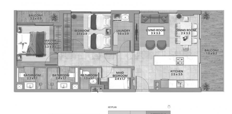 Apartment in Elemental 22 in Al Satwa, Dubai, UAE 2 bedrooms, 102.1 sq.m. № 576159