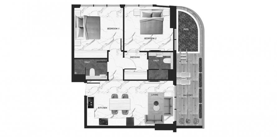 Floor plan «2BR», 2 bedrooms, in CALIFORNIA