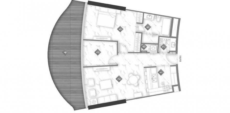 Apartamento em Al Marjan Island, Ras Al Khaimah, EAU 1 quarto, 121.46 m2 № 535735