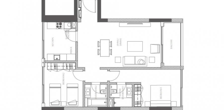 Пәтер Creekside Residence, Al Zorah, Аджман, БАӘ-да 2 жатын бөлмелер, 104.61 м² № 610820