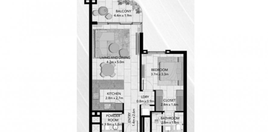 Tlocrt Apartman «1BR», 1 spavaća soba u Capria East & West